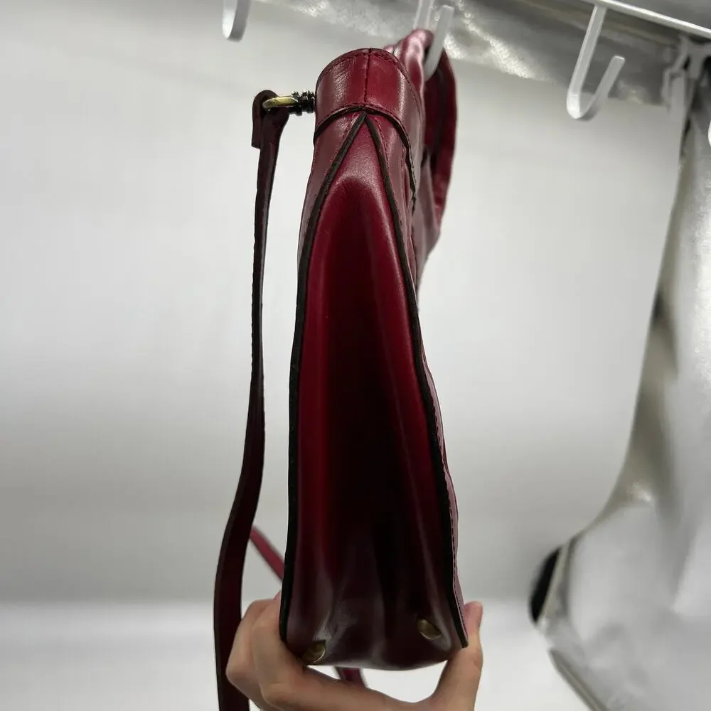 Patricia Nash Leather Ossi Satchel with Crossbody Strap Ruby Red